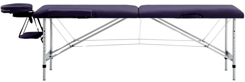 Sulankstomas masažo stalas, violetinis, aliuminis, 2 zonų