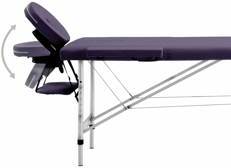 Sulankstomas masažo stalas, violetinis, aliuminis, 2 zonų