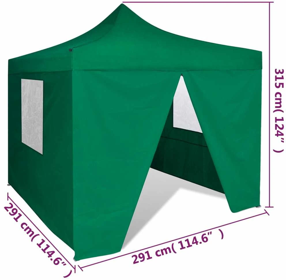 Sulankstomas paviljonas, žalias, 3 x 3 m, 4 sienelės