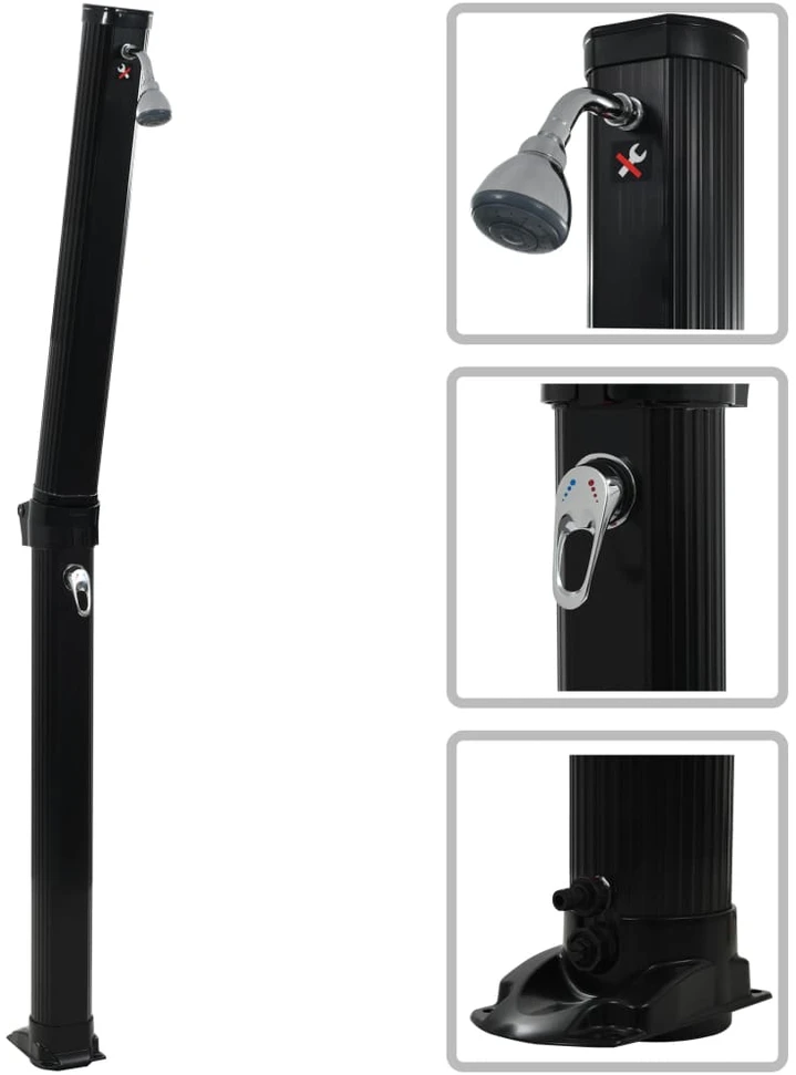 Sulankstomas saulės energija šildomas dušas, 214 cm, 23 l