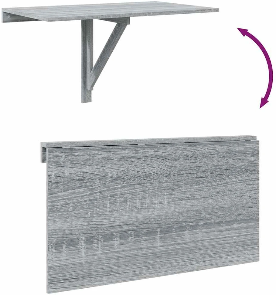 Sulankstomas sieninis staliukas, pilkas, 100x60x56cm, mediena