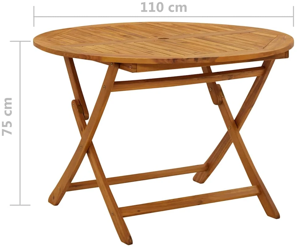 Sulankstomas sodo stalas, 110cm, akacijos medienos masyvas