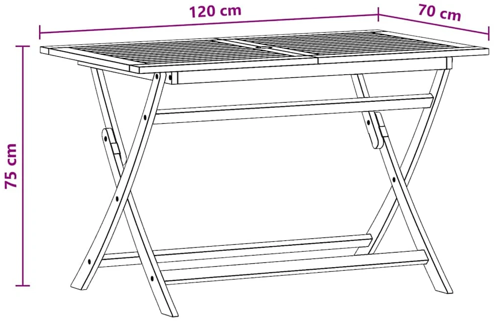 Sulankstomas sodo stalas, 120x70x75cm, eukalipto masyvas