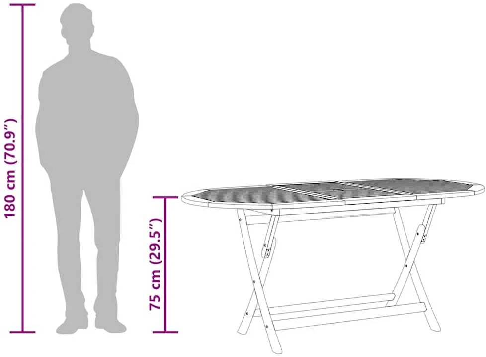 Sulankstomas sodo stalas, 160x85x75cm, eukalipto masyvas