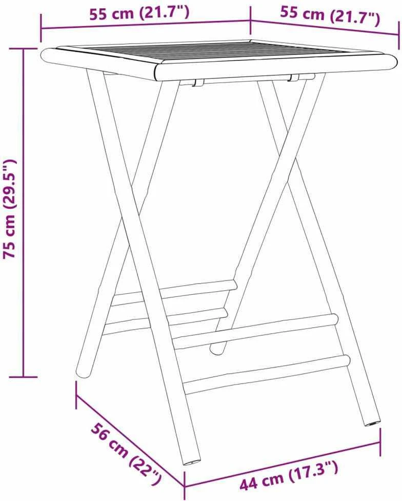 Sulankstomas sodo stalas, 55x55x75cm, bambukas