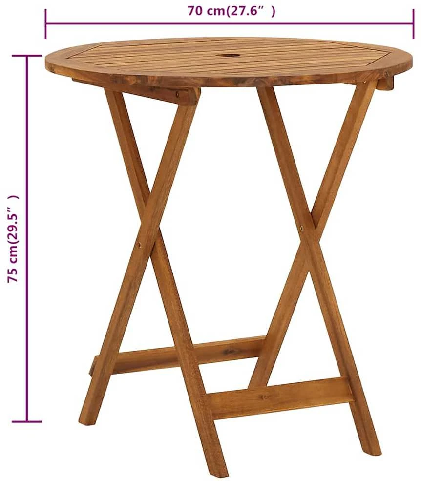 Sulankstomas sodo stalas, 70cm, akacijos medienos masyvas