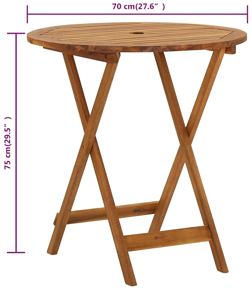 Sulankstomas sodo stalas, 70cm, akacijos medienos masyvas