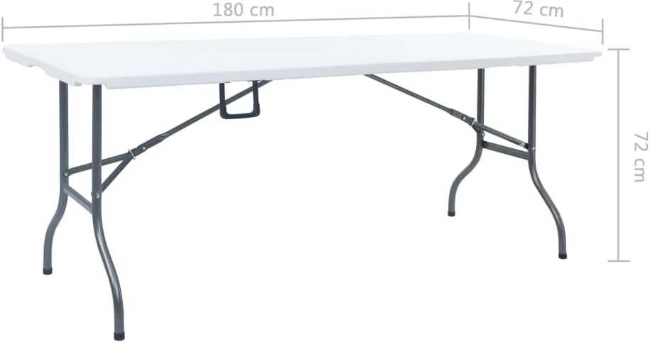 Sulankstomas sodo stalas, baltas, 180x72x72cm, HDPE