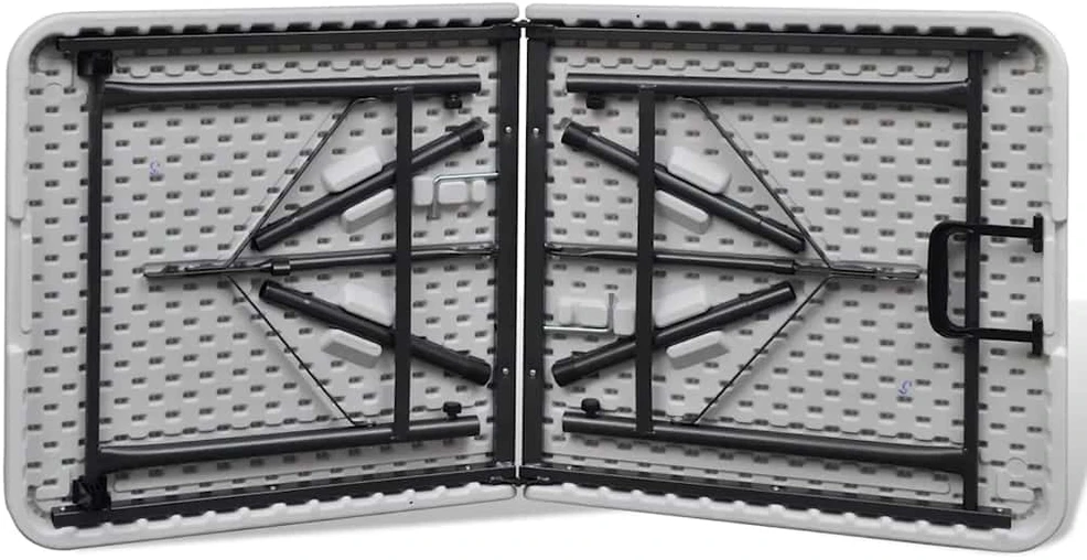 Sulankstomas sodo stalas, baltos spalvos, 122cm, HDPE