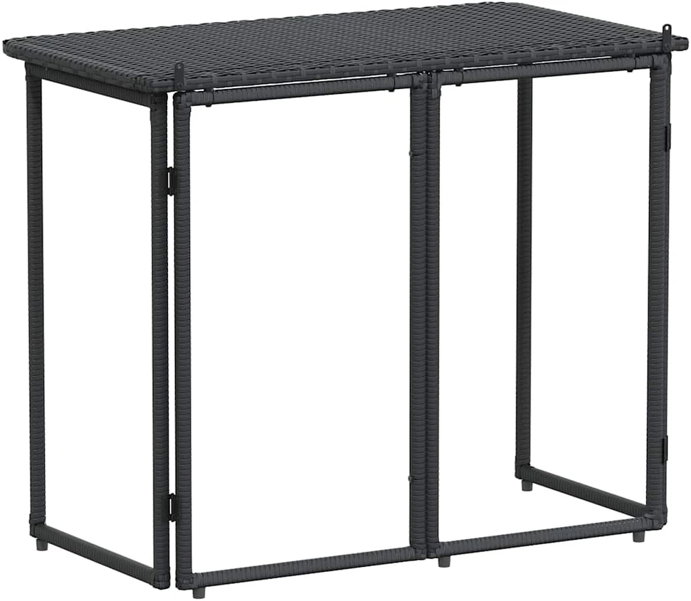 Sulankstomas sodo stalas, juodas, 90x51x75 cm, poliratanas