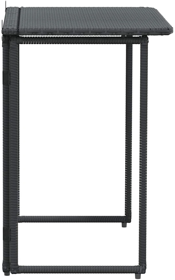 Sulankstomas sodo stalas, juodas, 90x51x75 cm, poliratanas