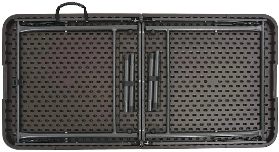 Sulankstomas sodo stalas, rudas, 120x60x74cm, HDPE ratano imit.
