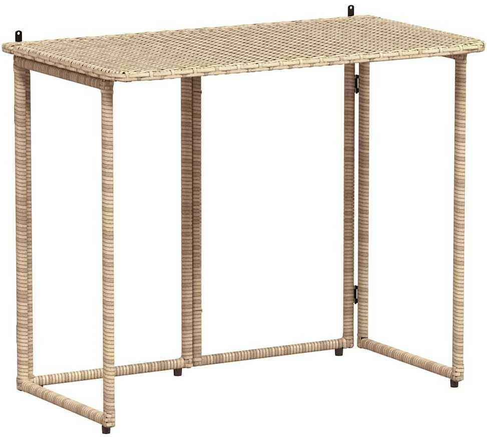 Sulankstomas sodo stalas Smėlio spalvos 90x51x75 cm Poly Rattan