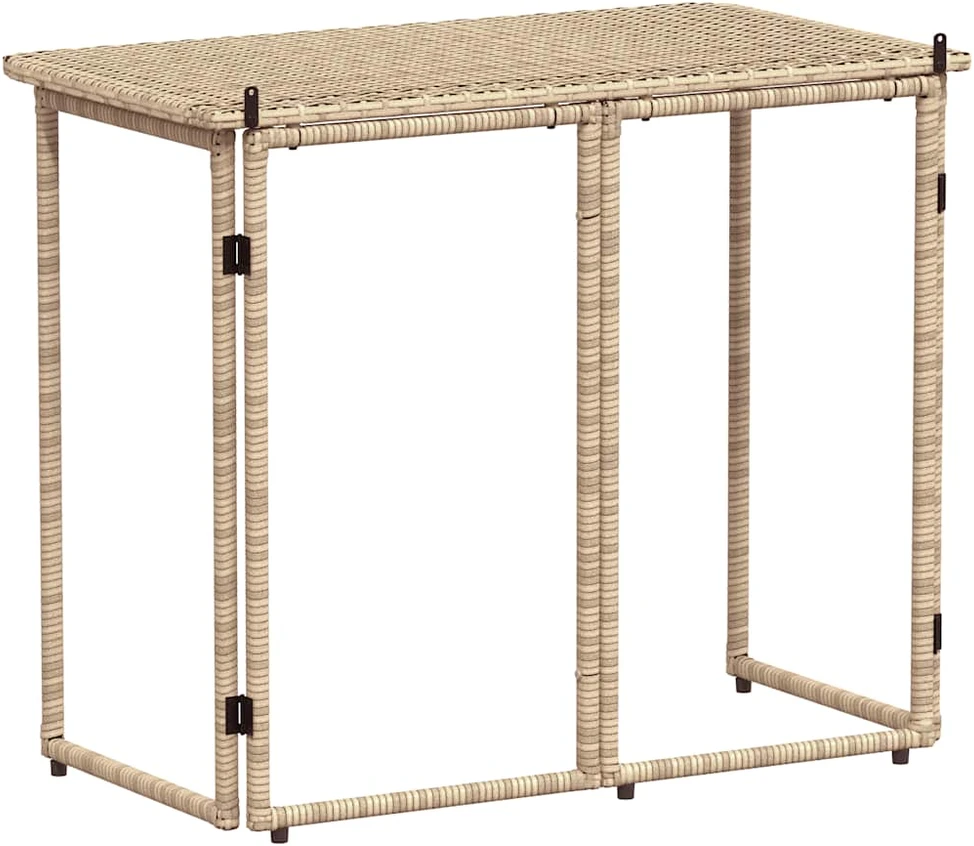 Sulankstomas sodo stalas Smėlio spalvos 90x51x75 cm Poly Rattan