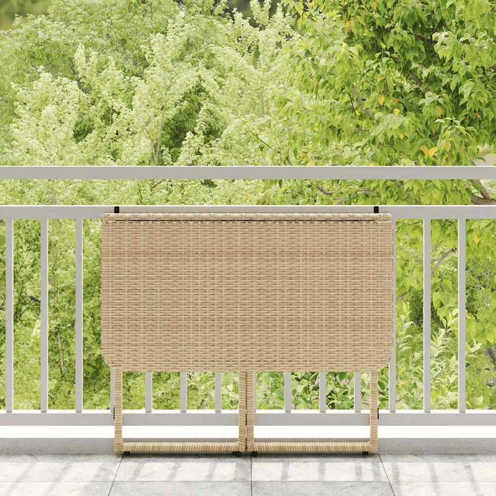 Sulankstomas sodo stalas Smėlio spalvos 90x51x75 cm Poly Rattan