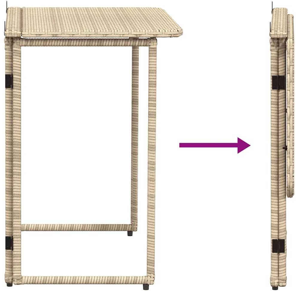 Sulankstomas sodo stalas Smėlio spalvos 90x51x75 cm Poly Rattan