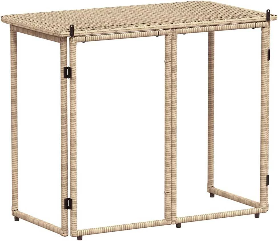 Sulankstomas sodo stalas Smėlio spalvos 90x51x75 cm Poly Rattan