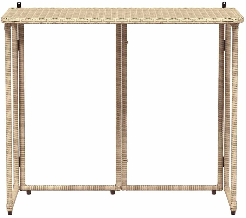 Sulankstomas sodo stalas Smėlio spalvos 90x51x75 cm Poly Rattan