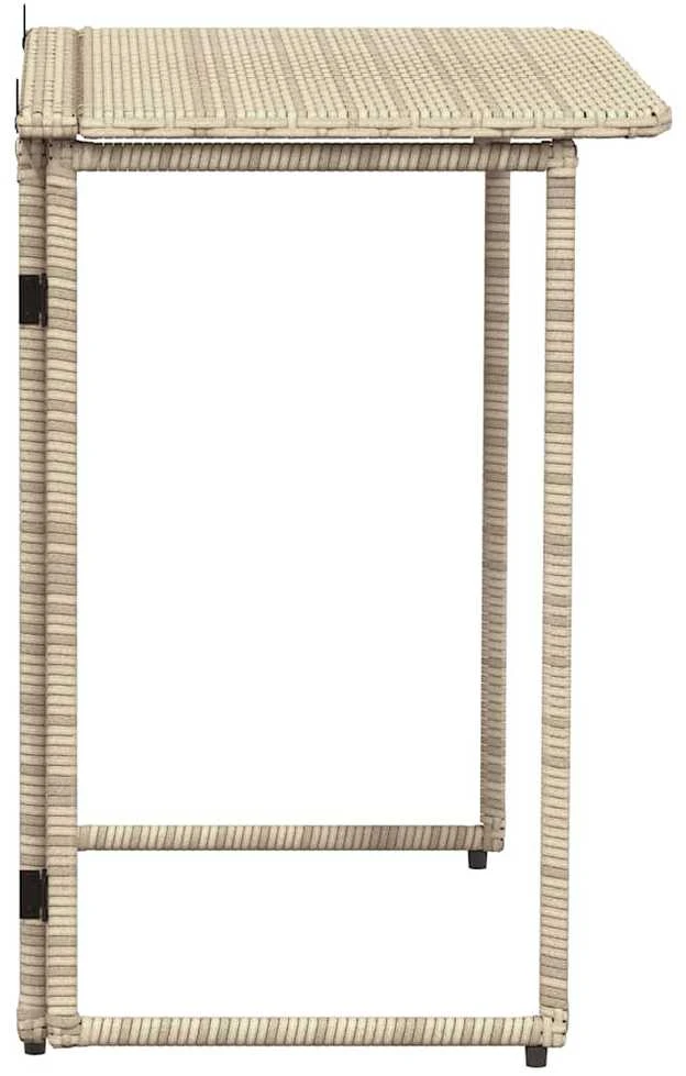 Sulankstomas sodo stalas Smėlio spalvos 90x51x75 cm Poly Rattan