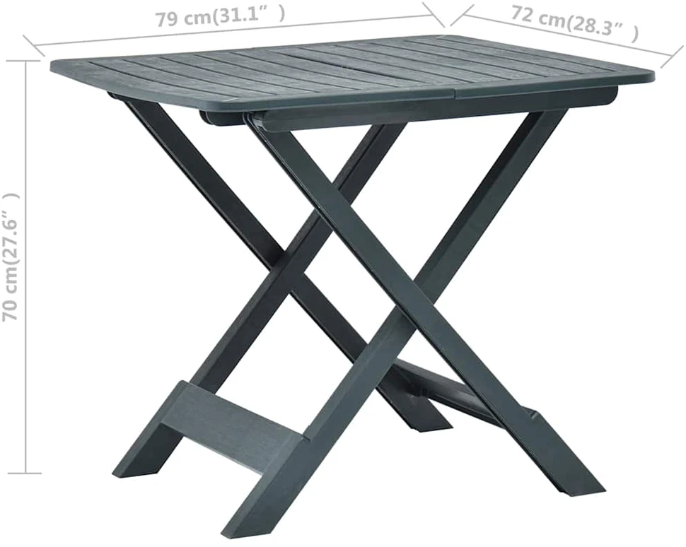 Sulankstomas sodo stalas, žalios spalvos, 79x72x70cm, plastikas