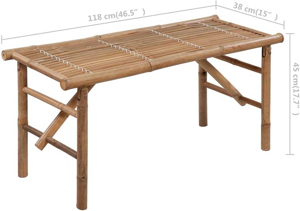 Sulankstomas sodo suoliukas su pagalvėle, 118cm, bambukas
