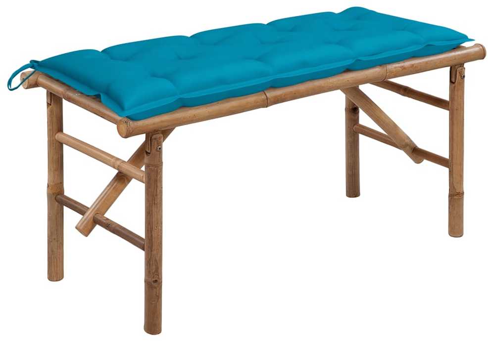 Sulankstomas sodo suoliukas su pagalvėle, 118cm, bambukas