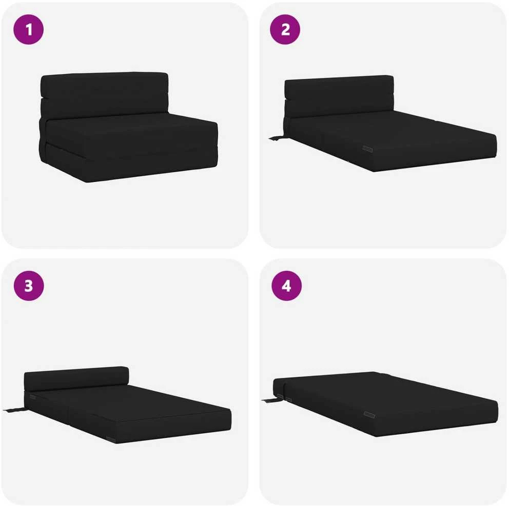 Sofa Sulankstomas Sofos Lova Juoda 70 x 80 x 60 cm Audinys