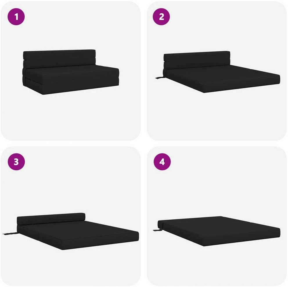 Sofa Sulankstomas Sofos Lova Juoda 152 x 86,5 x 60 cm Audinys