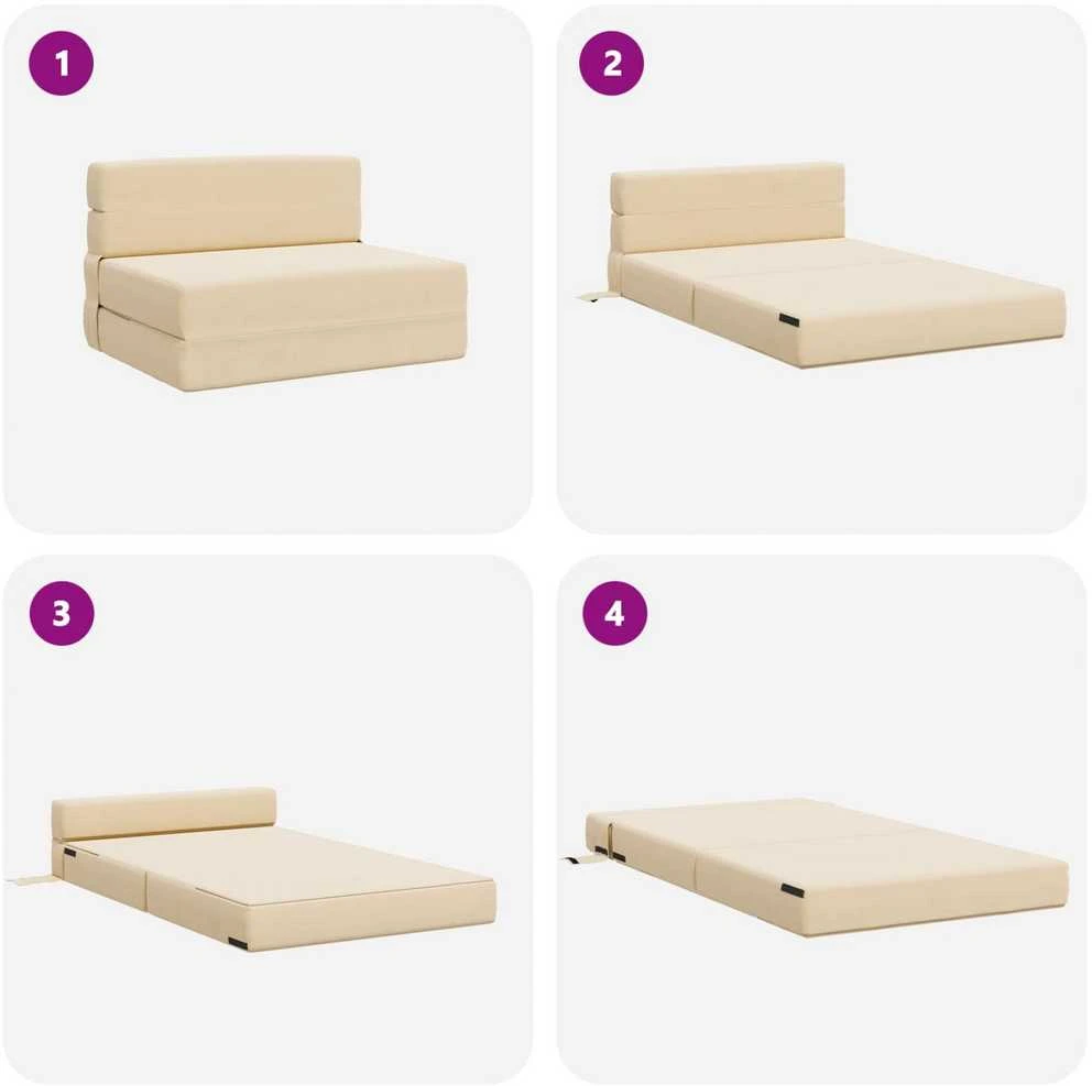 Sofa Sulankstomas Sofos Lova Kreminė 100 x 80 x 60 cm Audinys