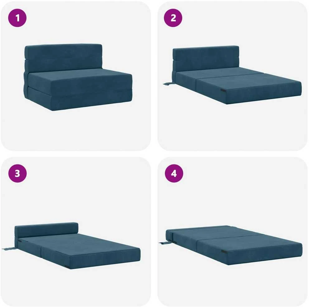 Sofa Sulankstomas Sofos Lova Mėlyna 70 x 80 x 60 cm Audinys