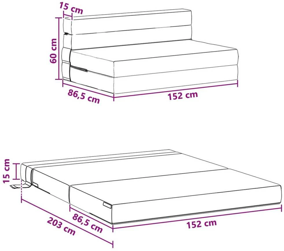 Sofa Sulankstomas Sofos Lova Raudona oranžinė 152 x 86,5 x 60 cm