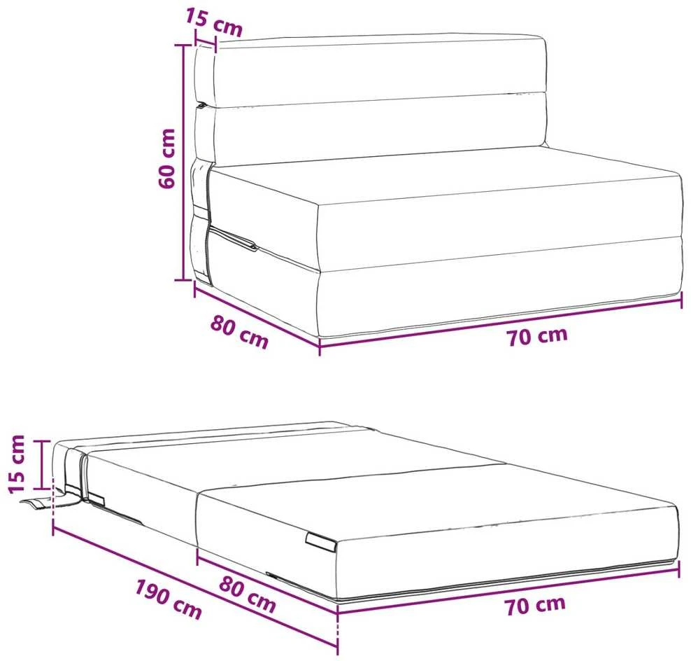 Sofa Sulankstomas Sofos Lova Žalias pilkas 70 x 80 x 60 cm Audinys