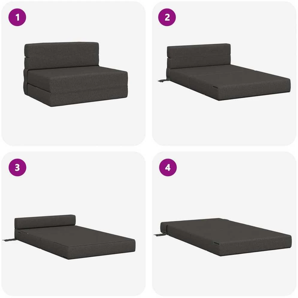 Sofa Sulankstomas Sofos Lova Tamsiai pilka 100 x 80 x 60 cm Audinys