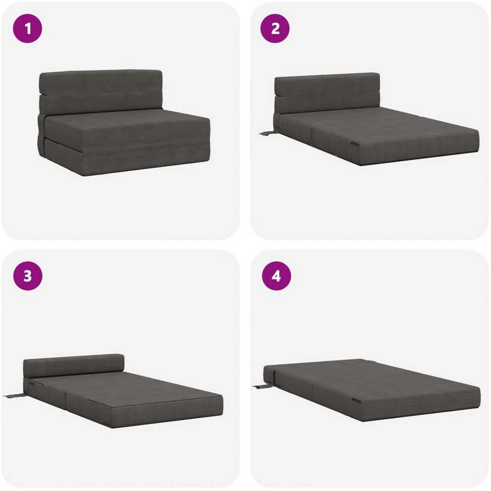 Sofa Sulankstomas Sofos Lova Tamsiai pilka 100 x 80 x 60 cm Audinys