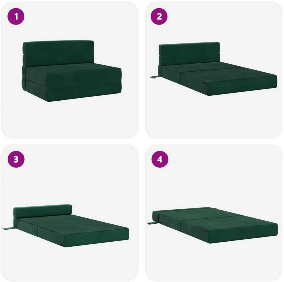 Sofa Sulankstomas Sofos Lova Tamsiai žalia 70 x 80 x 60 cm Audinys