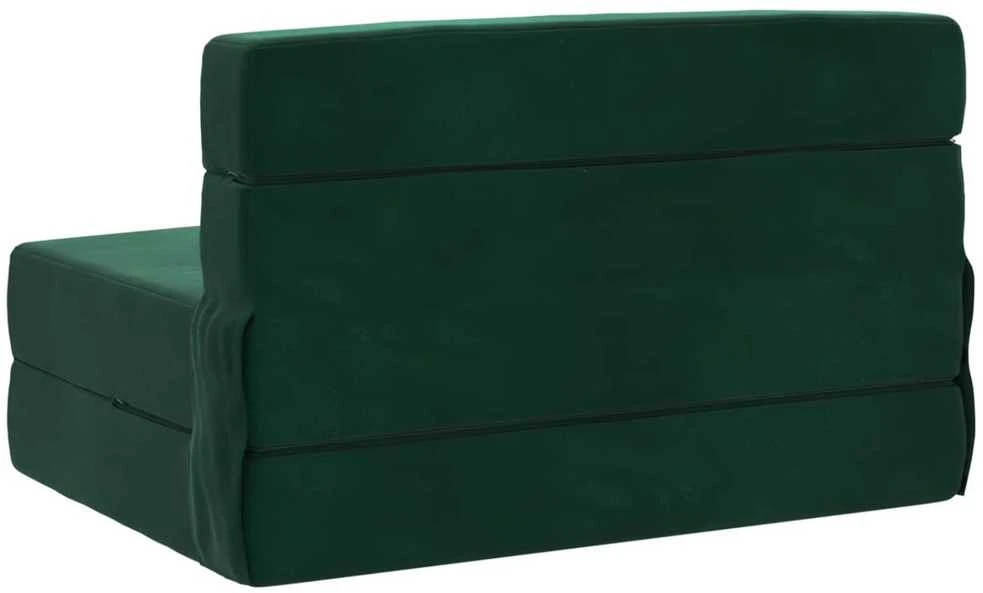 Sulankstomas Sofas-Lova Tamsiai žalia 190 x 100 x 15 cm Aksomas