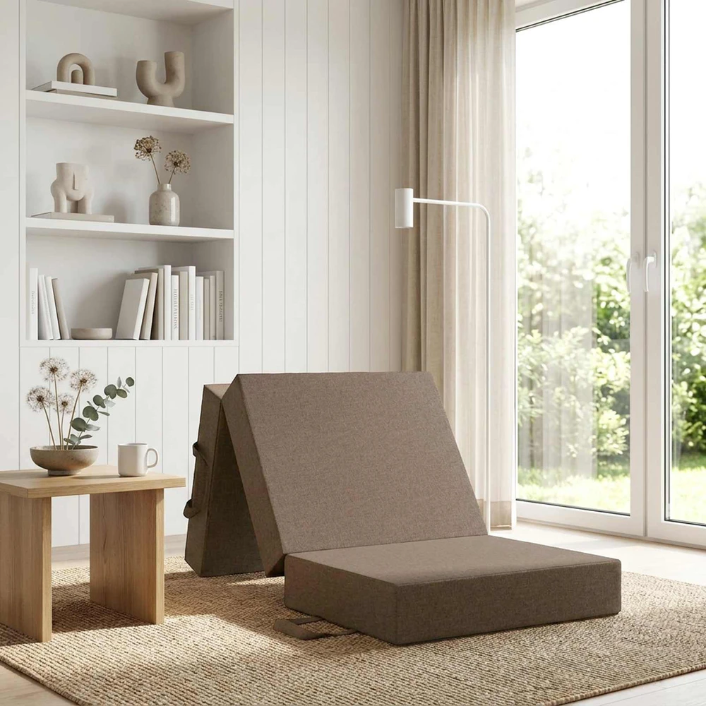 Čiužinys Sulankstomas Sofos Lova 90 x 63 x 45 cm Taupe