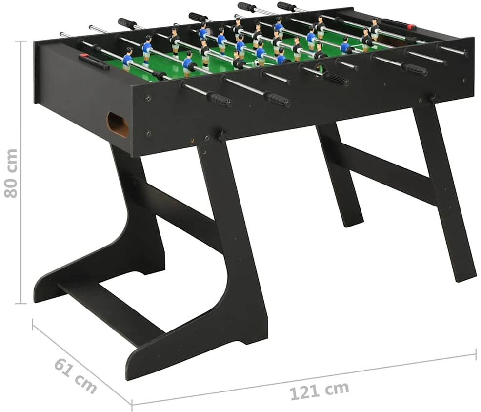 Sulankstomas stalo futbolo stalas, 121x61x80cm, juodas