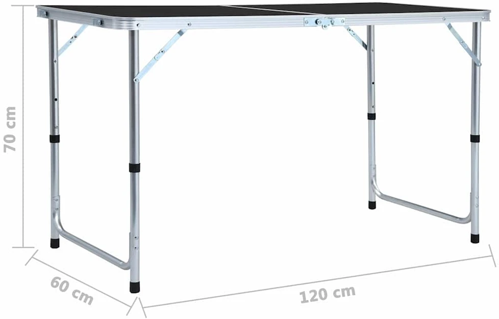 Sulankstomas stovyklavimo stalas, pilkas, 120x60cm, aliuminis