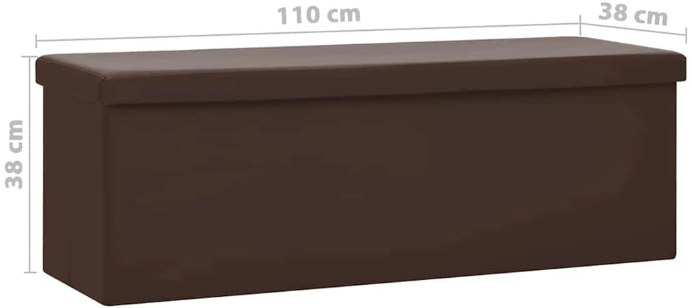 Sulankstomas suoliukas-daiktadėžė, rudas, PVC
