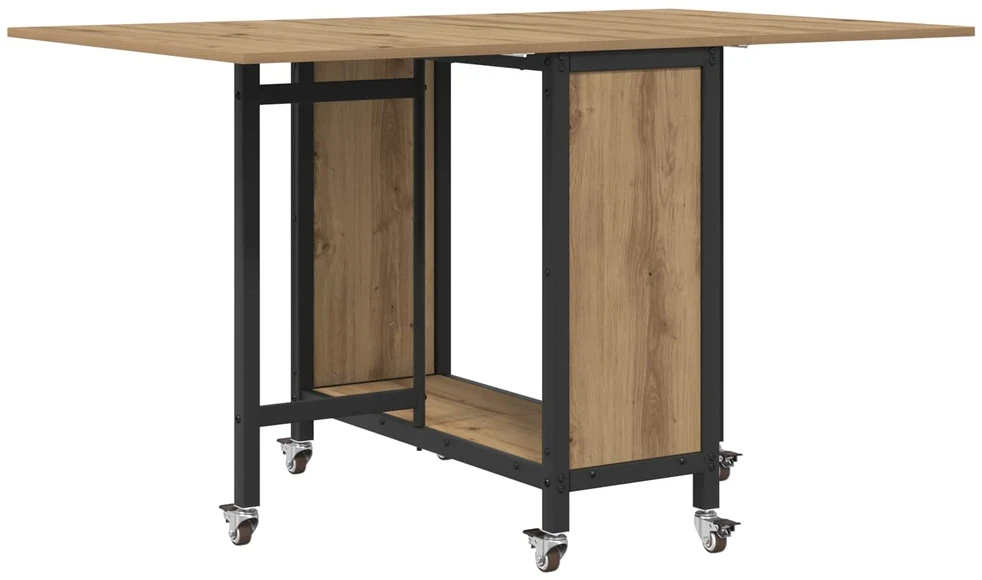 Sulankstomas valgomojo stalas su ratukais 130 x 80 x 76,5 cm