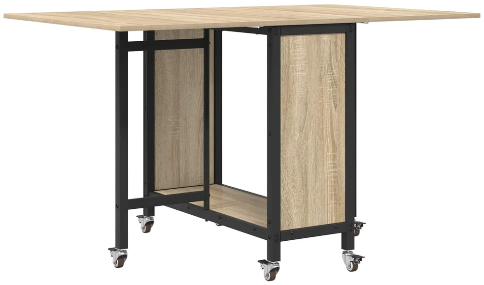 Sulankstomas valgomojo stalas su ratukais 130 x 80 x 76,5 cm