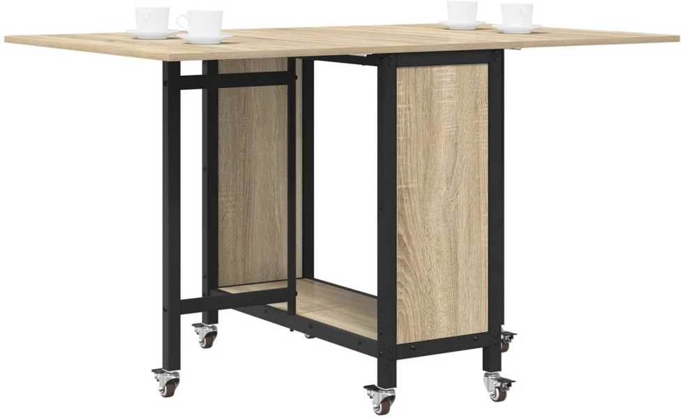 Sulankstomas valgomojo stalas su ratukais 130 x 80 x 76,5 cm