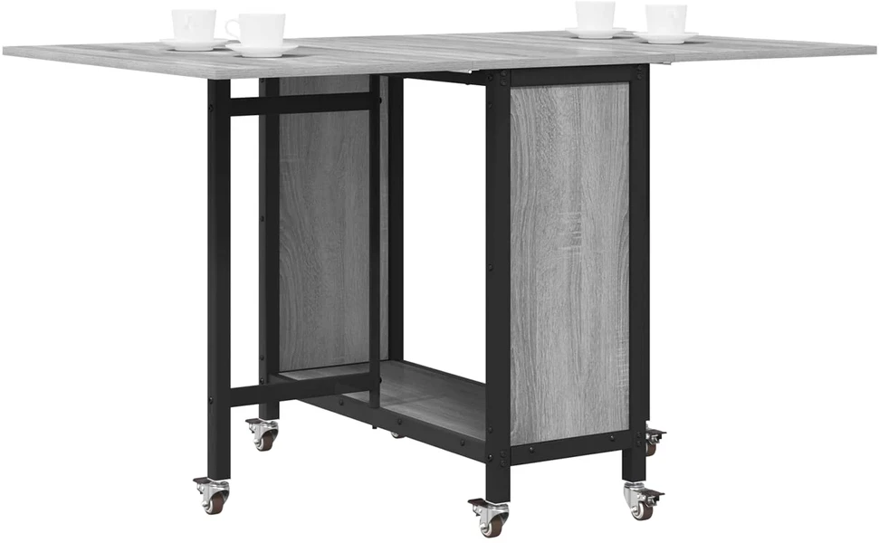 Sulankstomas valgomojo stalas su ratukais 130 x 80 x 76,5 cm
