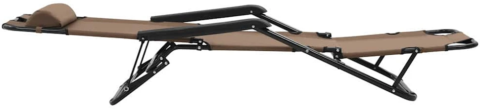 Sofa Sulankstomi saulės gultai, 2 vnt., su pakoja, plienas, rudi