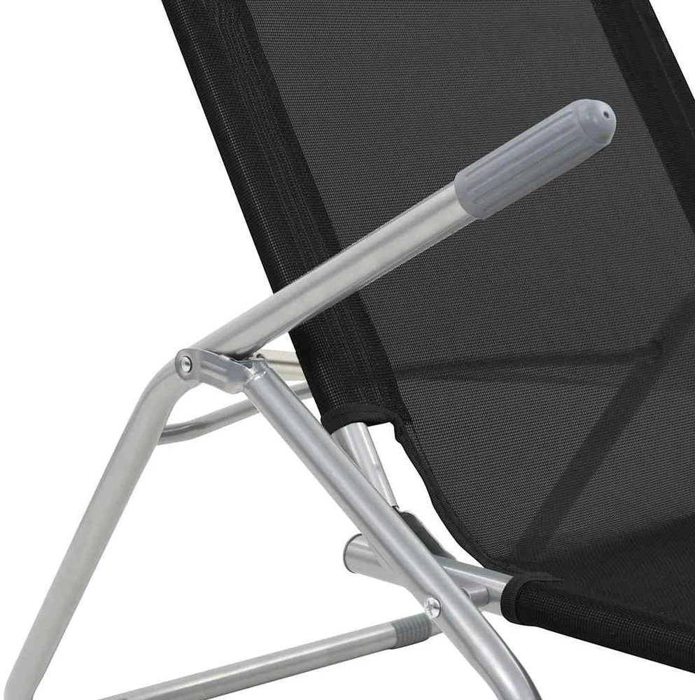 Sofa Sulankstomi saulės gultai, 2 vnt., tekstilenas, juodi
