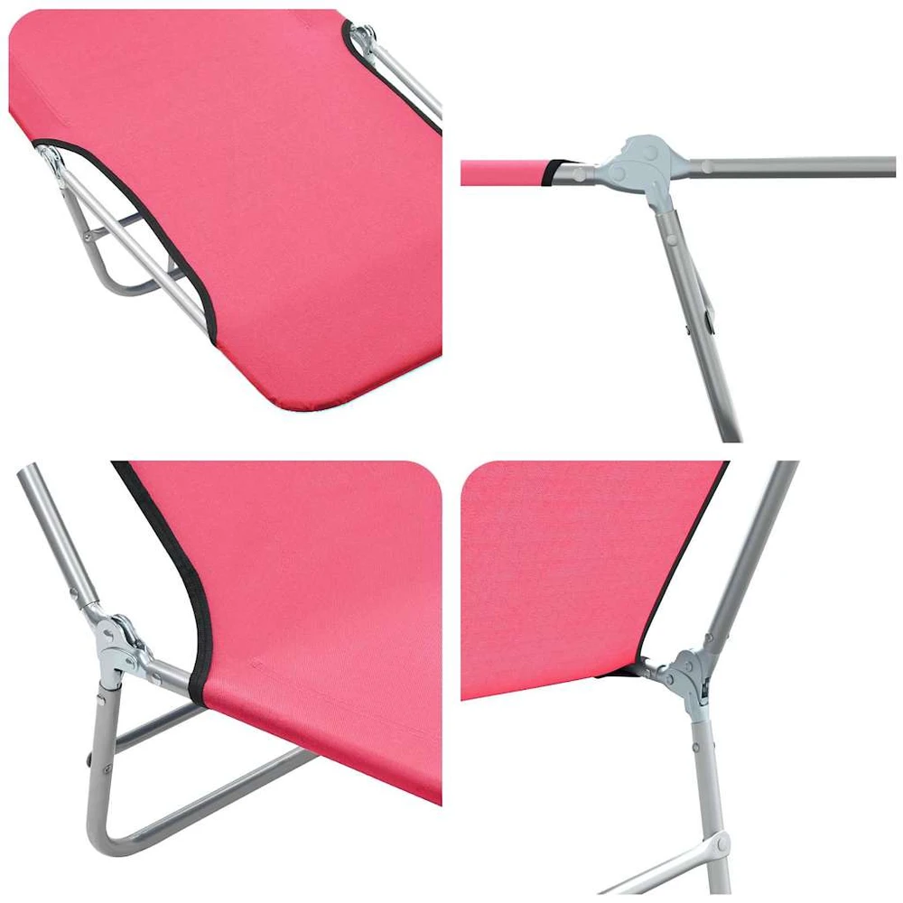 Sofa Sulankstomi saulės gultai, 2vnt., rožiniai, plienas ir audinys