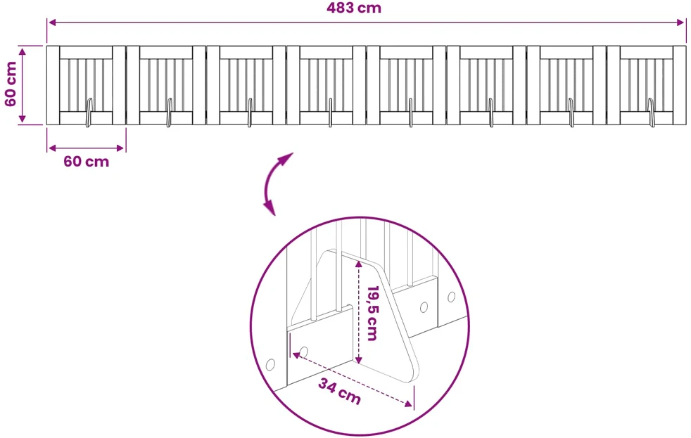 Sulankstomi šunų vartai su stovais 8 vnt. Artisano ąžuolo 60 cm