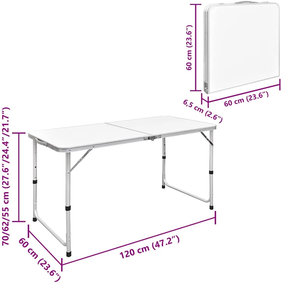 Sulankstomo stovyklavimo stalo ir 4 kėdžių komplektas, 120x60cm