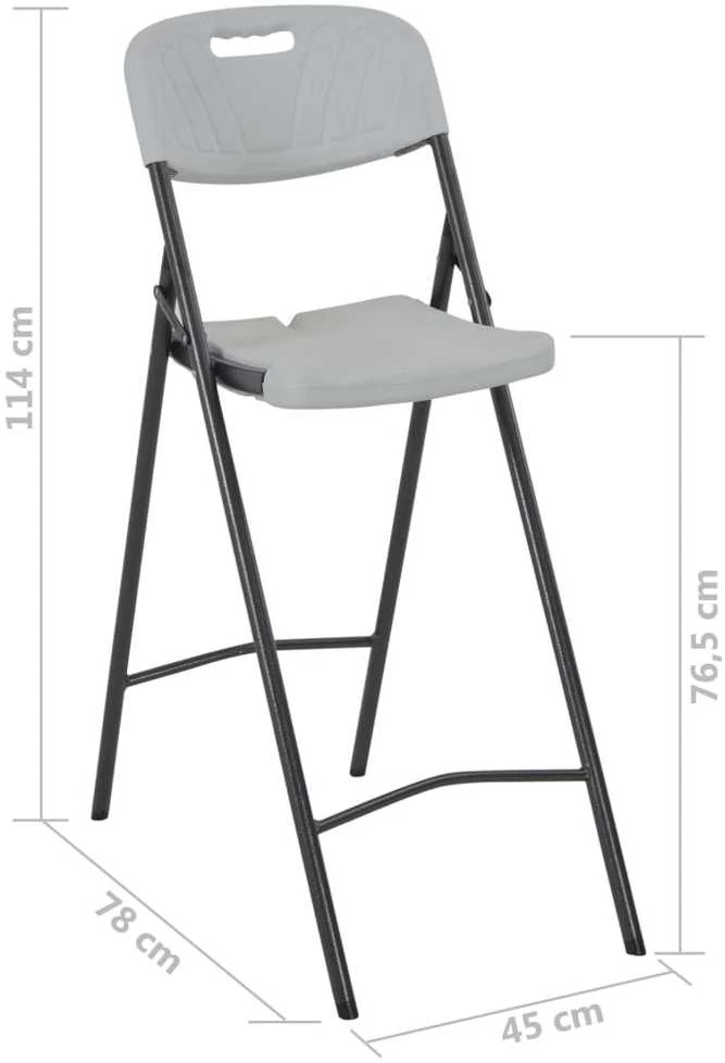Sulankstomos baro kėdės, 2 vnt., baltos, HDPE ir plienas